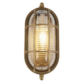 Searchlight Bulkhead - lampe extérieure pour plafond/mur - 10,5 x 22,5 cm - IP64 - laiton et transparent