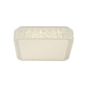 Searchlight Flush - plafonnier - 28 x 28 x 8,5 cm - 18W LED dimmable incl - blanc et transparent