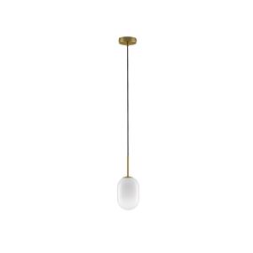 Nova Luce Chrysi - lampe suspendue - Ø 12 x 120 cm - laiton doré et blanc