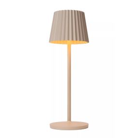 Lucide Justine - lampe de table d'extérieur sans fil avec station de charge - Ø 13,5 x 38 cm - 2W LED dimmable incl - IP54 - beige