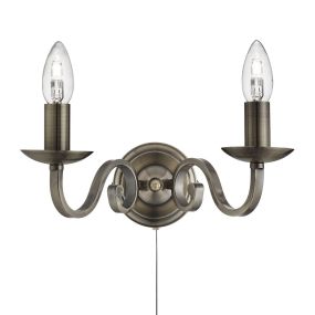 Searchlight Richmond - applique murale avec interrupteur à tirette - 30 x 16 cm - laiton antique