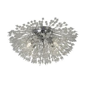 Searchlight Sunburst - plafonnier - 39 x 20 cm - chrome et transparent