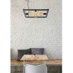 Lucide Thor - lampe suspendue - 60 x 60 x 130 cm - fer gris