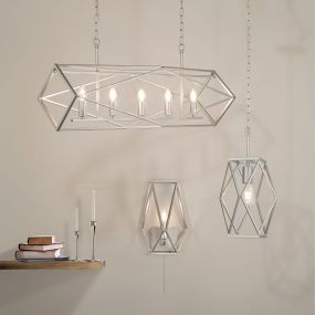 Searchlight Chassis - applique murale avec interrupteur à tirette - 19,5 x 30 cm - argent satiné