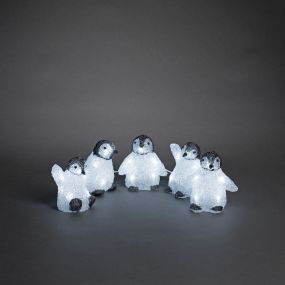 Konstsmide Lumières de Noël - bébés pingouins - 12 x 8 x 12,5 cm - IP44 - noir et blanc
