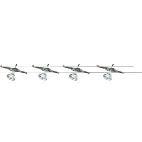 Searchlight Track & Spot - Jeu de câbles LED - 500 cm - 5 x 5W LED incl. - chrome