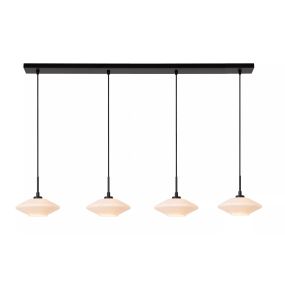 Lucide Trevor 4L - lampe suspendue - 125 x 20 x 150 cm - noir et opale