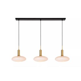 Lucide Singala 3L - lampe suspendue - 126 x 30 x 169 cm - opale et or