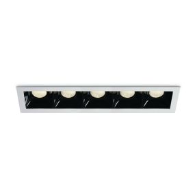 ONE Light Shop Square Boxes - spot encastré - 250 x 62 mm, 240 x 57 mm taille d'encastrement - 5 x 6,5W LED dimmable incl. - blanc