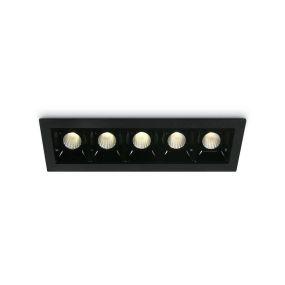 ONE Light Shop Square Boxes - spot encastré - 146 x 45 mm, 137 x 36 mm taille d'encastrement - 5 x 2W LED dimmable incl. - noir