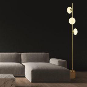 Searchlight Pebble - lampadaire - 23 x 20 x 170,5 cm - or et opale