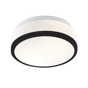 Searchlight Cheese - plafonnier - Ø 23 x 10 cm - IP44 - noir et blanc