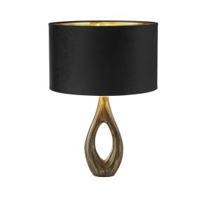 Searchlight Bucklow - lampe à poser - Ø 40 x 46 cm - noir, laiton antique et or