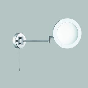Searchlight Miroirs de salle de bains - miroir avec éclairage et interrupteur à tirette - 40 x 20 x 20 cm - 3W LED dimmable inclus - IP44 - chrome