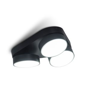 Lutec Stanos - spot en saillie 3L - smart lighting - Lutec Connect - 22 x 22 x 5,5 cm - 20,4W LED incl - fonction de gradation via app - 2700K-6500K - noir