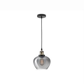 Nova Luce Cedro - lampe suspendue - Ø 18 x 130 cm - verre fumé