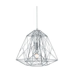 Searchlight Geometric Cage - lampe suspendue - Ø 39 x 150 cm - chrome