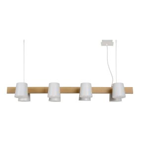 Lucide Noctorio - lampe suspendue - 120 x 35 x 142 cm - blanc et bois