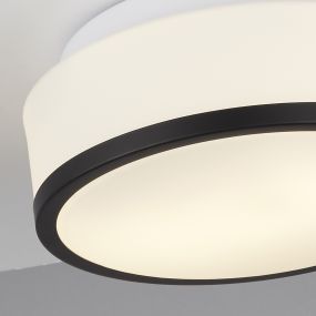 Searchlight Cheese - plafonnier - Ø 23 x 10 cm - IP44 - noir et blanc