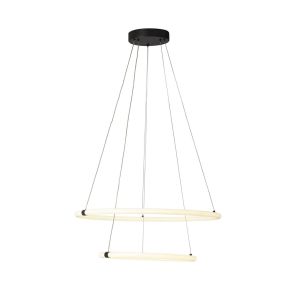 Searchlight Revolve - lampe suspendue - Ø 59 x 150 cm - 28W LED dimmable incl - noir et opale