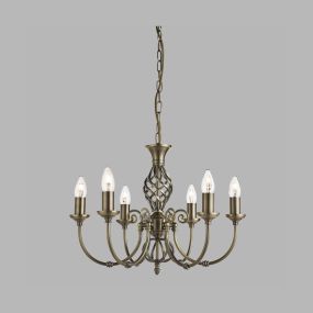 Searchlight Zanzibar - lustre - Ø 51 x 92 cm - laiton antique