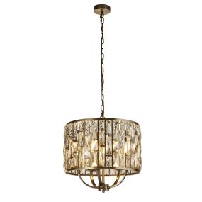 Searchlight Bijou - lampe suspendue - Ø 44 x 150 cm - laiton antique et champagne