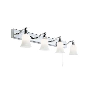 Searchlight Belvue - lampe miroir avec interrupteur à tirette - 66 x 13,5 cm - 4 x 2,5W LED inclus - IP44 - chrome et blanc
