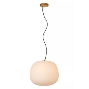 Lucide Elysee - lampe suspendue - Ø 38 x 150 cm - noir, opale et laiton