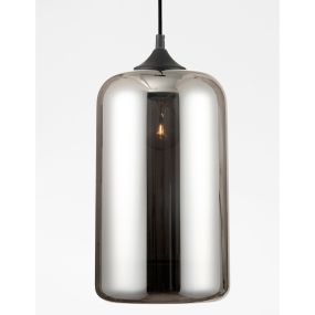 Nova Luce Savaz - lampe suspendue - Ø 17,5 x 120 cm - noir et chrome