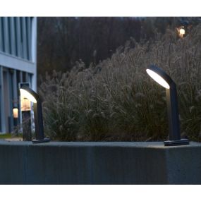 Lutec Meridian - lampe de jardin - 18 x 21 x 73 cm - 16W LED incl. - IP54 - gris foncé