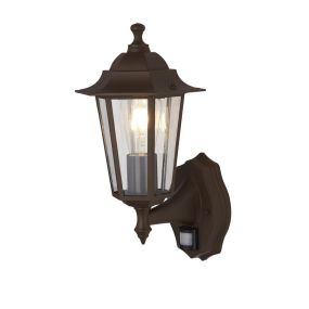 Searchlight Alex - lampe murale extérieure avec capteur PIR - 17 x 37 cm - IP44 - brun rustique