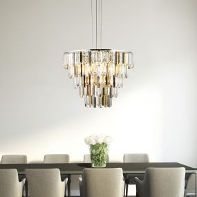 Searchlight Clarissa - lampe suspendue - Ø 65 x 170 cm - chrome et ambre