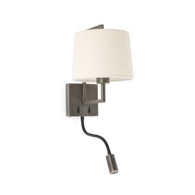 Faro Frame - applique murale avec interrupteur - 21,5 x 28 x 17,6 cm - 3W LED incl. - beige et vieil or