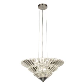 Searchlight Savannah - plafonnier suspendu - Ø 50,5 x 150 cm - chrome et transparent