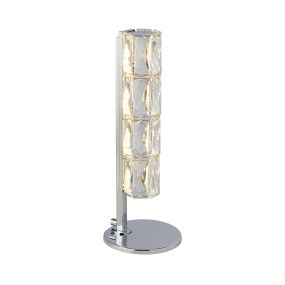 Searchlight Remy - lampe à poser - Ø 15 x 40 cm - 12W LED dimmable incl - chrome et transparent