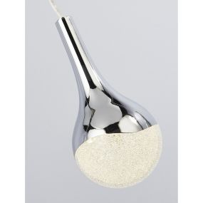 Searchlight Wave Teardrop - lampe suspendue - 98 x 10 x 120 cm - 28W LED dimmable inclus - chrome