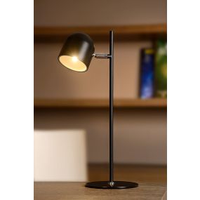 Lucide Skanska - lampe de bureau - 16 x 22,5 x 46 cm - 5W LED dimmable incl - noir