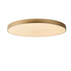 Lucide Unar - plafonnier - Ø 80 x 5 cm - 80W LED dimmable inclus - 3 niveaux de dimmer - or mat