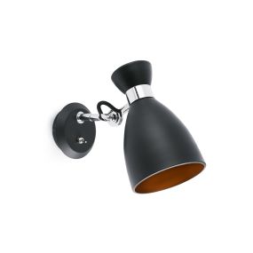 Faro Retro - applique murale avec interrupteur - 12 x 24,5 x 19 cm - noir et cuivre