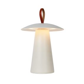 Lucide La Donna - lampe de table d'extérieur avec port USB - Ø 19,7 x 29,2 cm - 3 niveaux de gradation - 2W LED incl. - IP54 - blanc