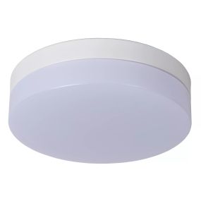 Lucide Biskit - plafonnier avec détecteur de mouvement - Ø 23 x 6,5 cm - 12W LED incl. - IP44 - blanc