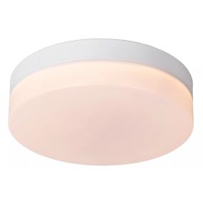 Lucide Biskit - plafonnier avec détecteur de mouvement - Ø 23 x 6,5 cm - 12W LED incl. - IP44 - blanc