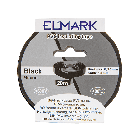 Elmark ruban isolant en PVC 19mm - 20 mètres de long - noir