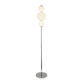 Searchlight Snowball - lampadaire - 151 cm - 20W LED dimmable incl - blanc et chrome