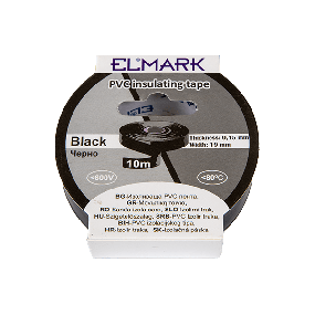 Elmark ruban isolant en PVC 19mm - 10 mètres de long - noir