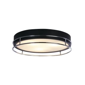 Searchlight Phoenix - plafonnier - Ø 40 x 10 cm - IP44 - noir et chrome