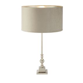 Searchlight Whitby - lampe à poser - Ø 38 x 67 cm - chrome, argent et taupe