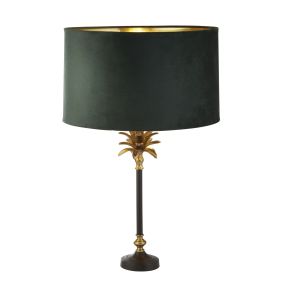 Searchlight Palm - lampe à poser - Ø 40 x 65 cm - laiton antique, noir et vert