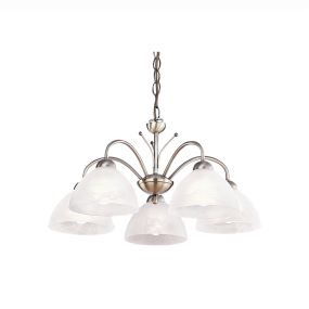Searchlight Milanese - lampe suspendue - Ø 56 x 78 cm - laiton antique et albâtre