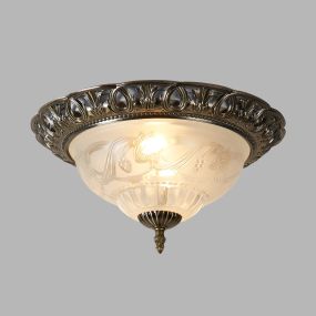 Searchlight Flush - plafonnier - Ø 33 x 17 cm - laiton antique